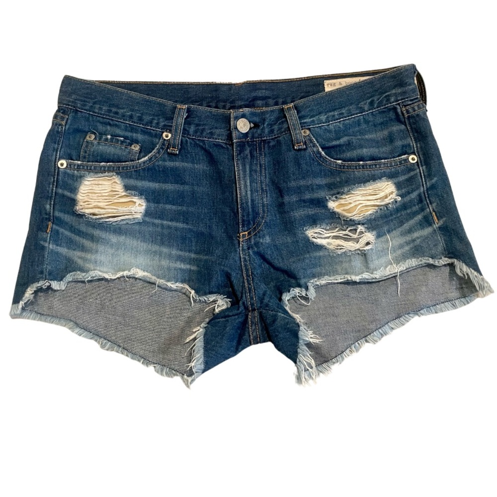rag and bone distressed denim shorts size 28